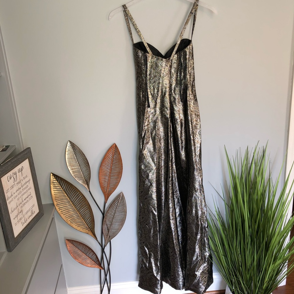 Nicole Miller Gold Print Long Party Dress - Picture 5 of 11